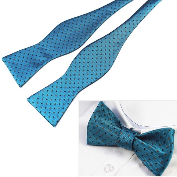 Other - 100% Blue Silk Jacquard Woven Adjustable Bow Tie